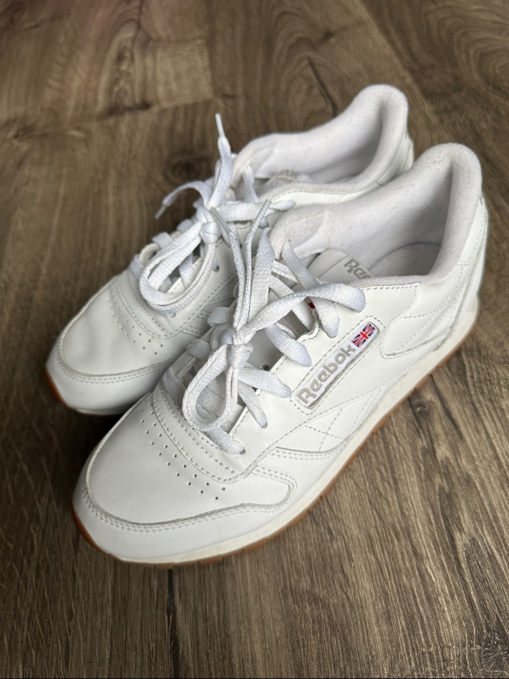 Reebok White Leather Sneakers with Gum Outsole